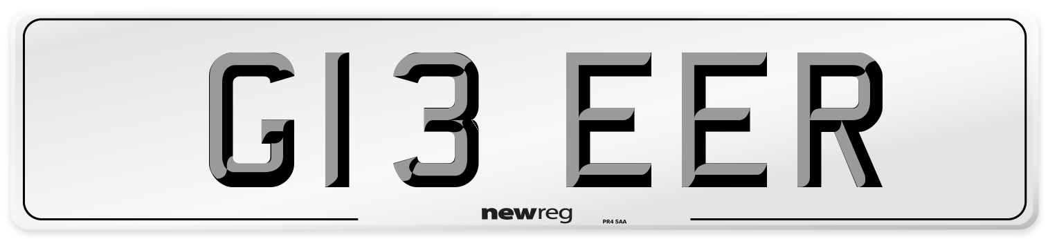 G13 EER Number Plate from New Reg